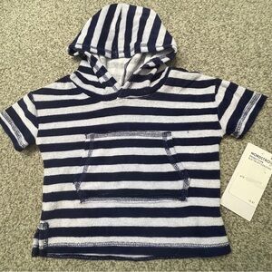 Nordstrom Rack Terry cloth Kids Navy & White Striped Hooded Tee Coverup